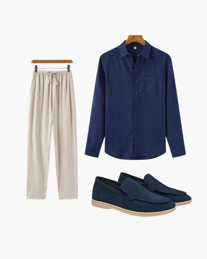 Stylish Diner Night Bundle | Cape Town Linen Shirt, Zanzibar Linen Pantalon & Suede Loafers