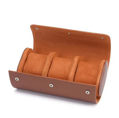 Tri-Watch Cognac Case – Handcrafted Luxury Case for 3 Watches [GIFT]